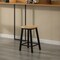 Wooden 17.5" High Black Round Bar Stool with Footrest for Indoor and Outdoor